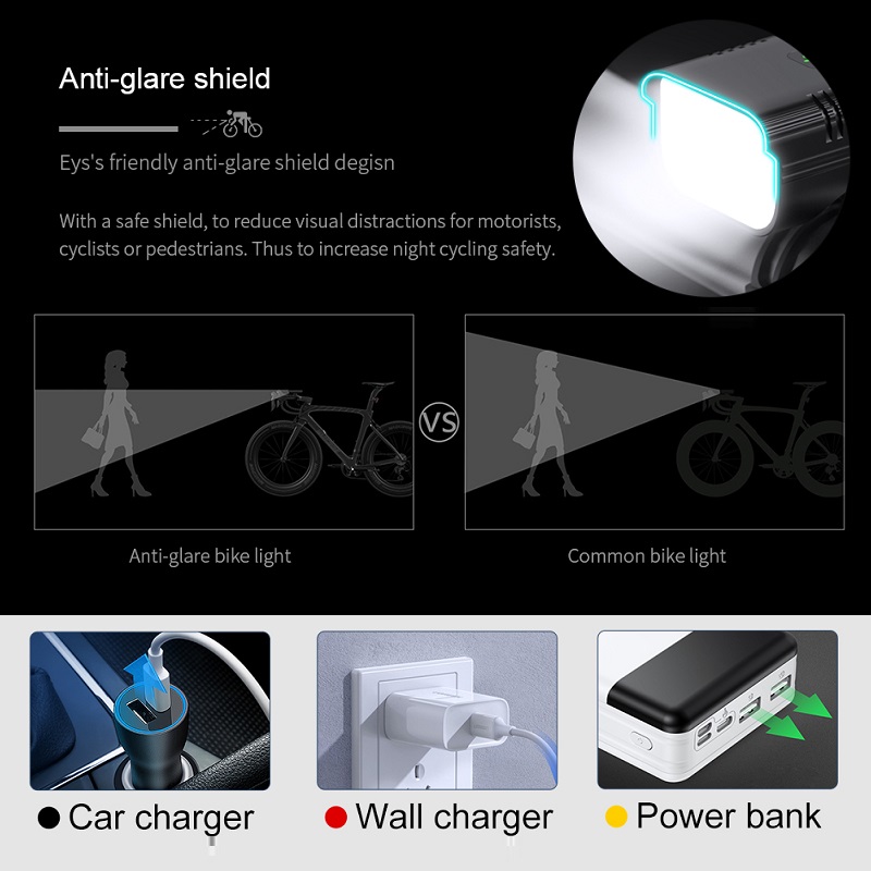6-12 LEDs Bicycle Light Max 50 - Cycling Gear Charging Station recension och pris